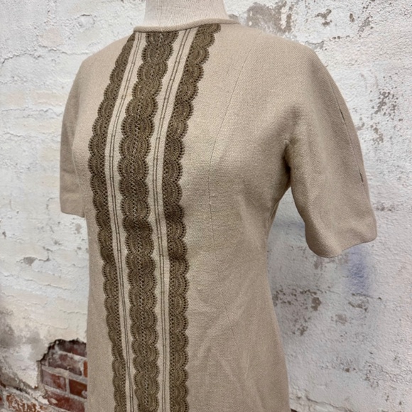 c. 1950s-1960s Embroidered Union-Made Wool Dress by Stacy Ames - Picture 2 of 9